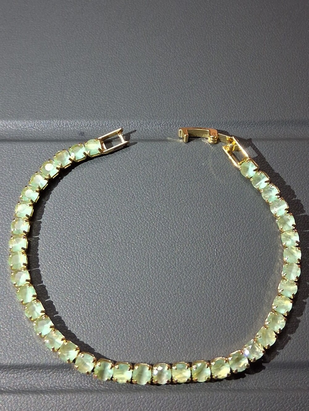 Pale Green & Gold Tennis Bracelet - Women's Jewelry